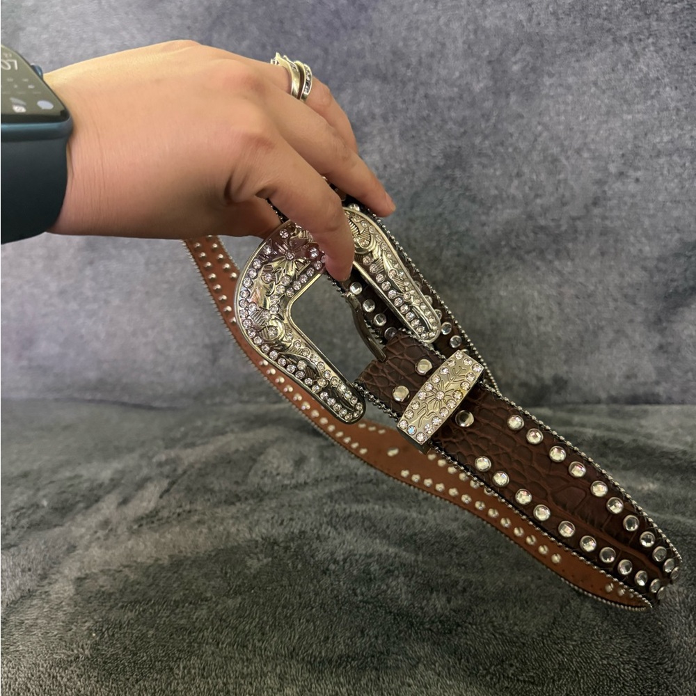 Blazin Roxx Brown and Silver Studded Belt - Picture 6 of 8